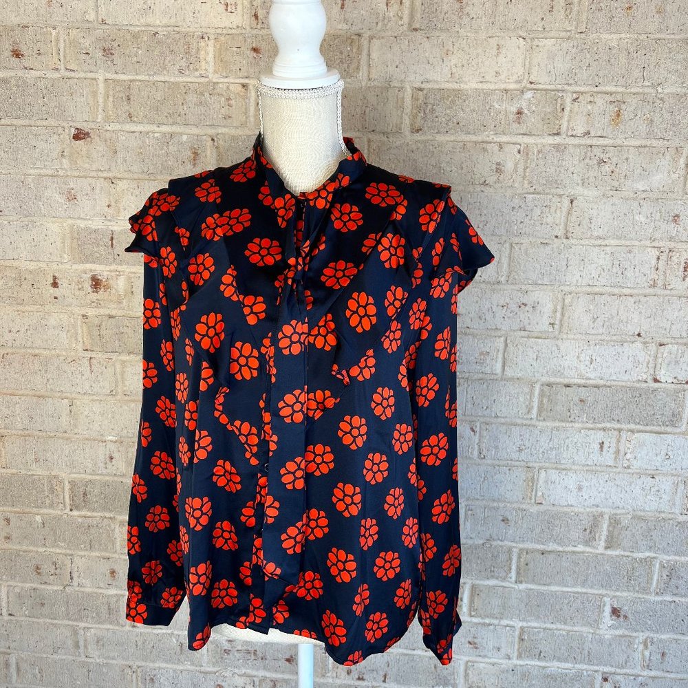 Red Daisy Ruffle Blouse